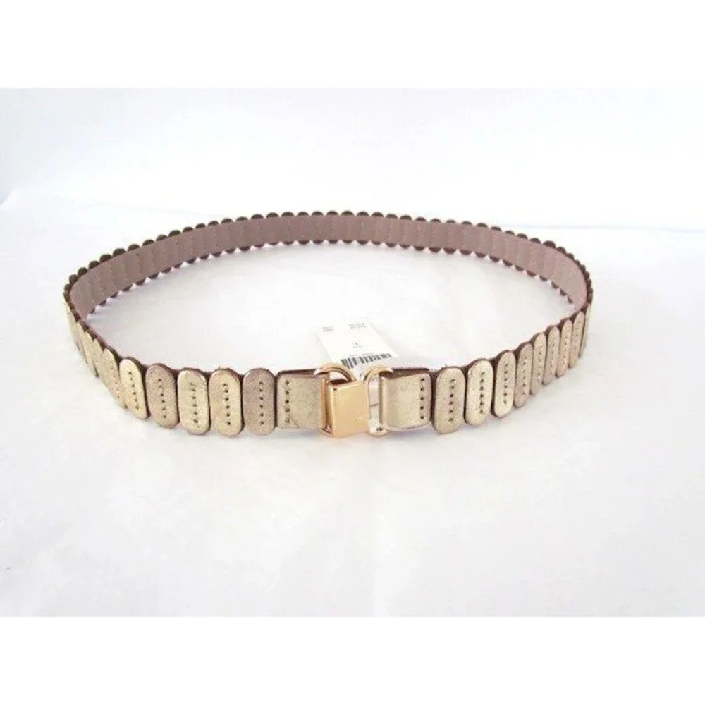 NEW Anthropologie Tabitha Stretch Leather Women's Belt Pearl Size Large